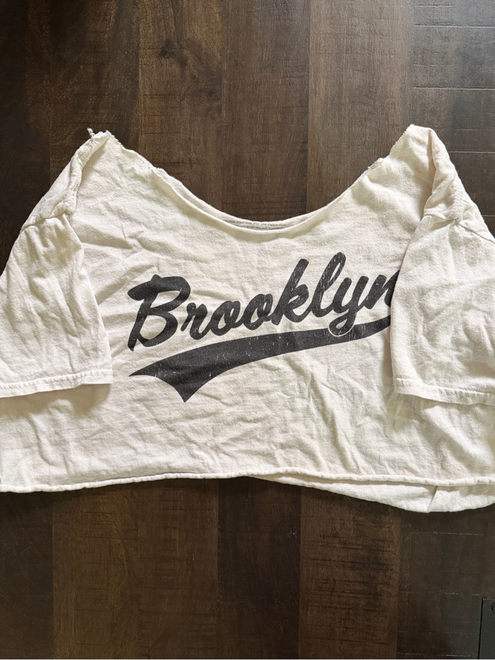 Johnny Was White Cropped Tee with Black 'Brooklyn' Script